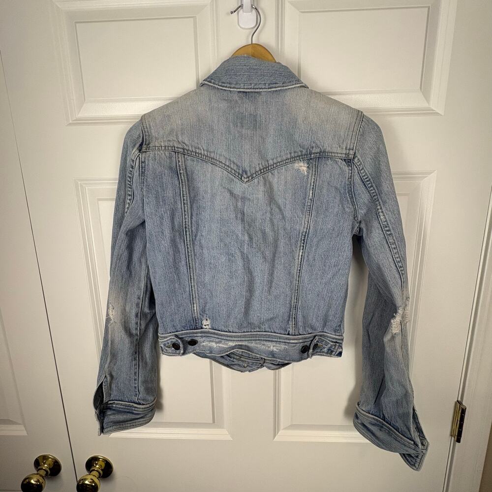 Abercrombie & Fitch Denim Jacket Distressed Vintage Y2K Light Wash Women's L - Picture 6 of 10